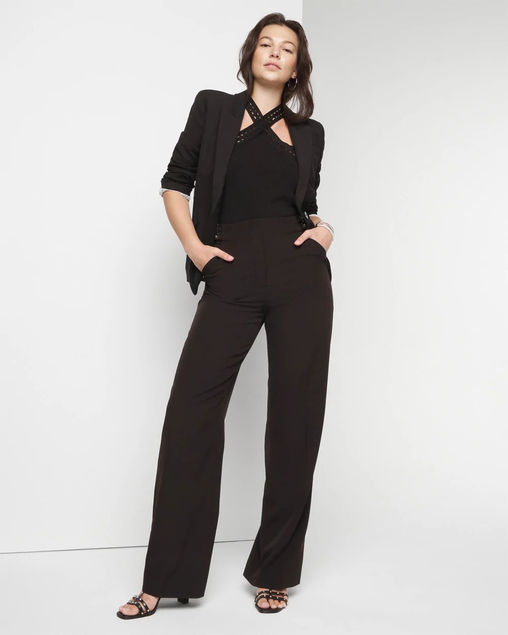 パンツ BEVAN UP|Slide buckle wide pants Metal Minx Street Wide Leg Buckle Pants Size 28 Goth Metal